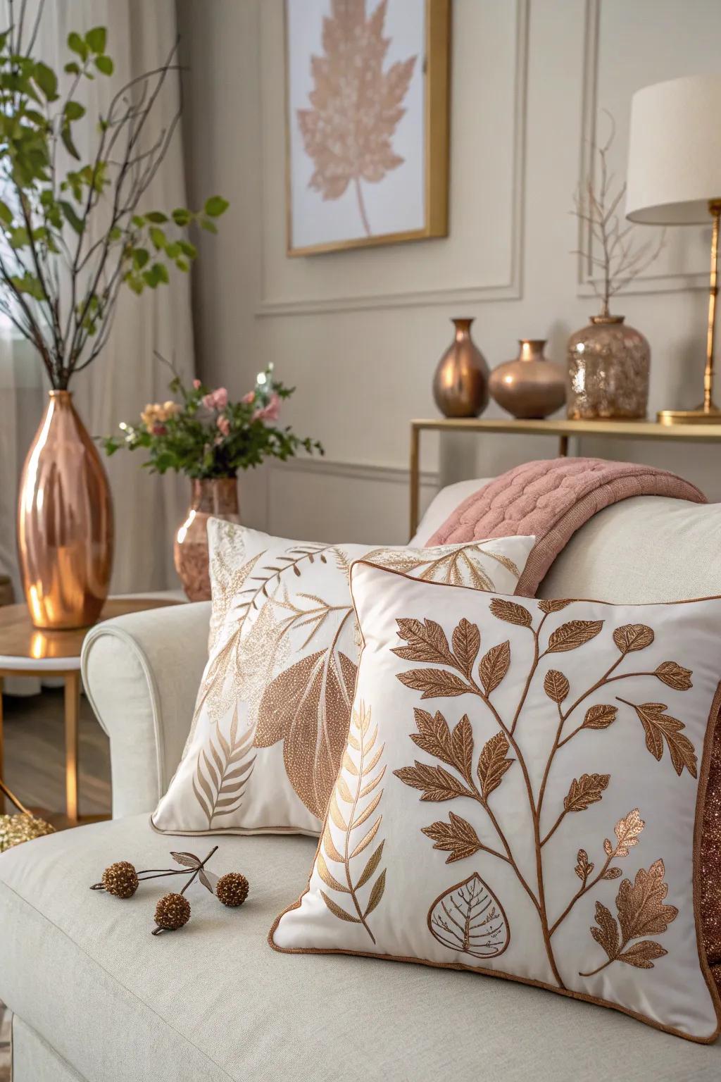 Nature-inspired design in rose gold incorporates an organic elegance.