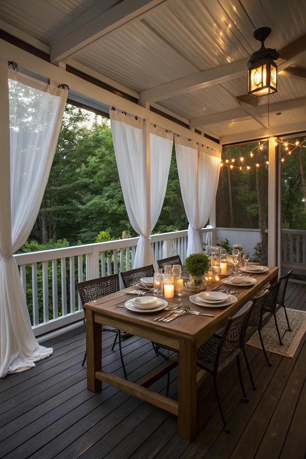 A bug-free feasting zone on the porch makes every meal rad.