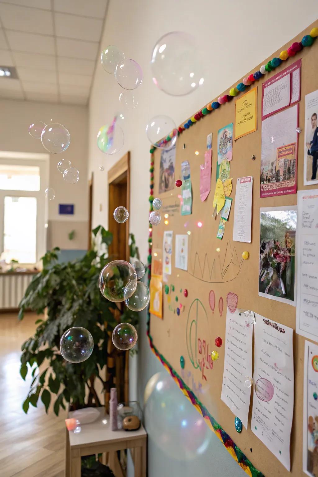 Incorporate a playful element using a bubble-themed extravaganza.