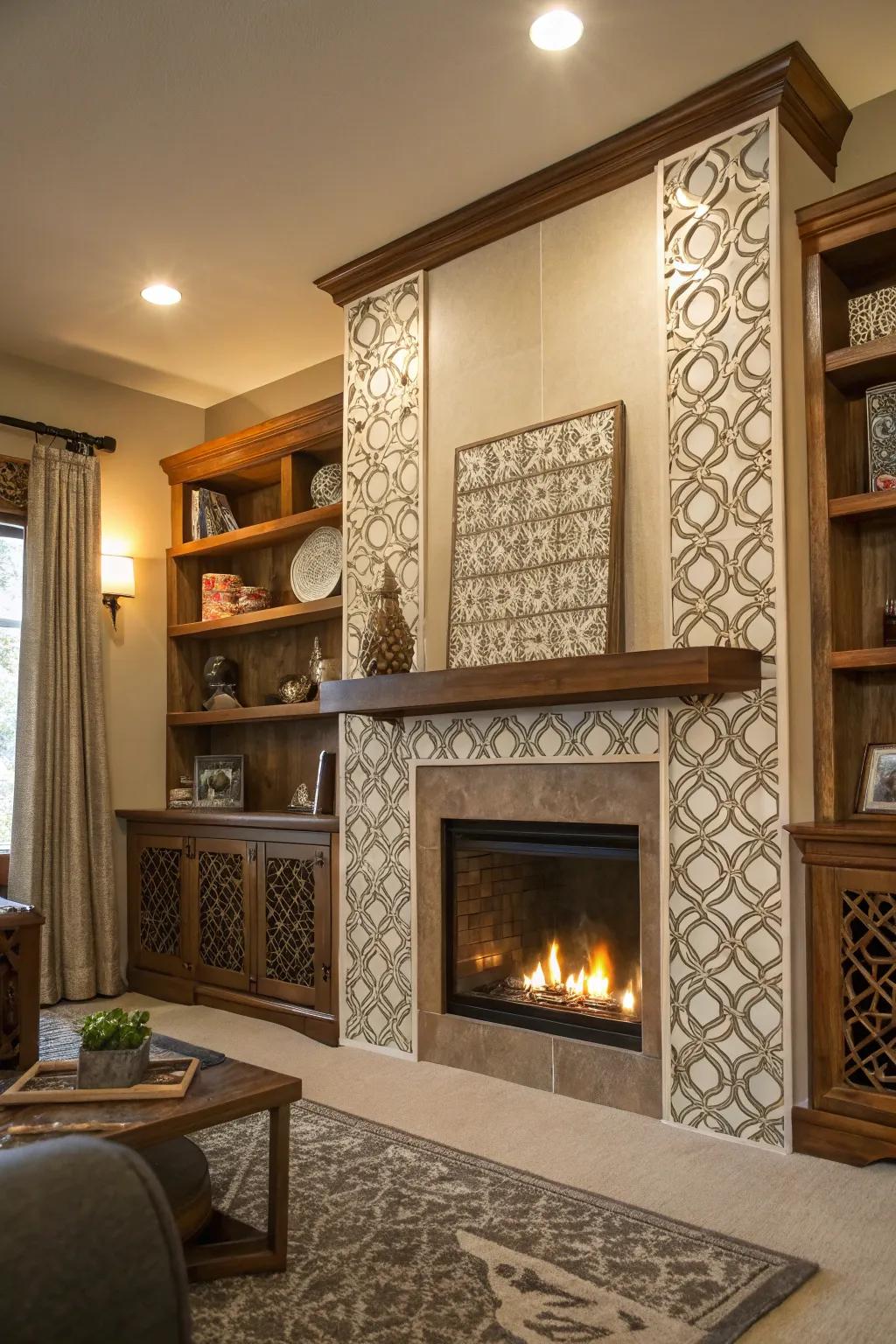 Angled designs on the shelves infuse a modern flair.