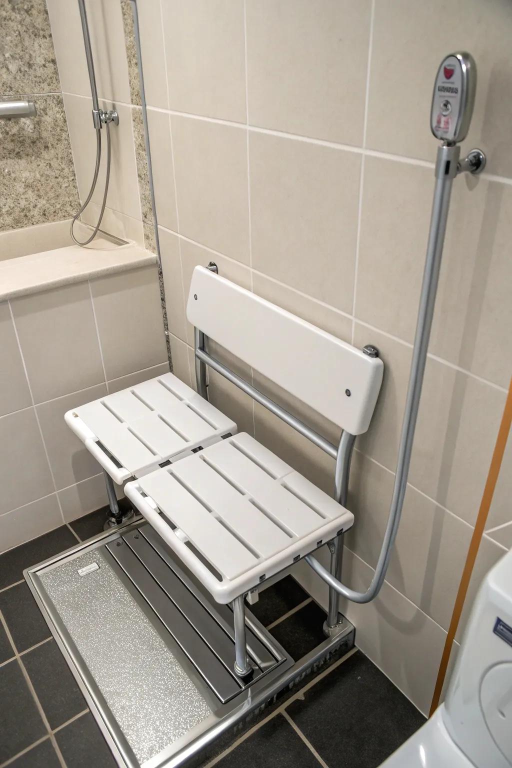 Convenient seating thanks to a fold-away bench.