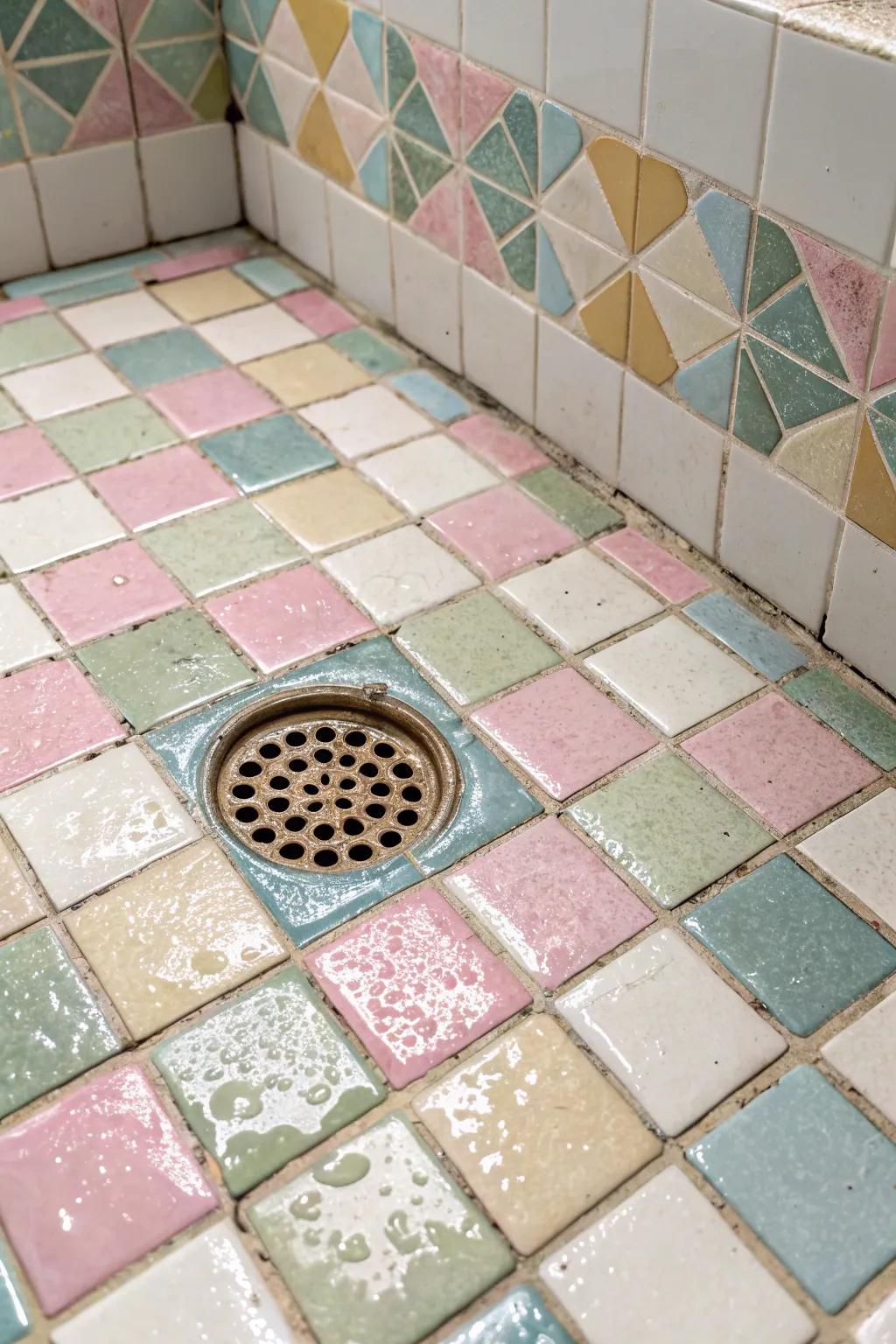 Retro floors append an element of nostalgia and ageless allure to your shower.