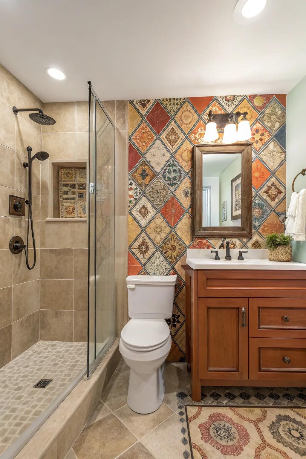 Highlight dividers add definition and persona to bathroom arrangements.