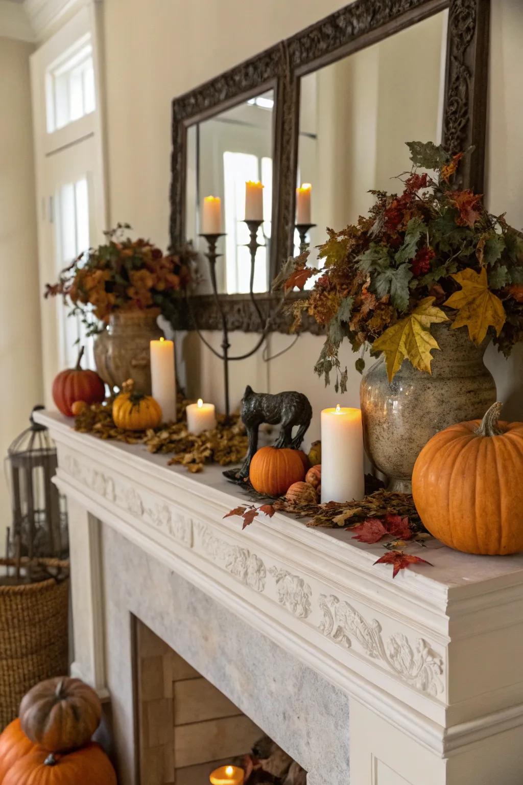 An unforeseen sculpture appending a unique touch to the mantel.