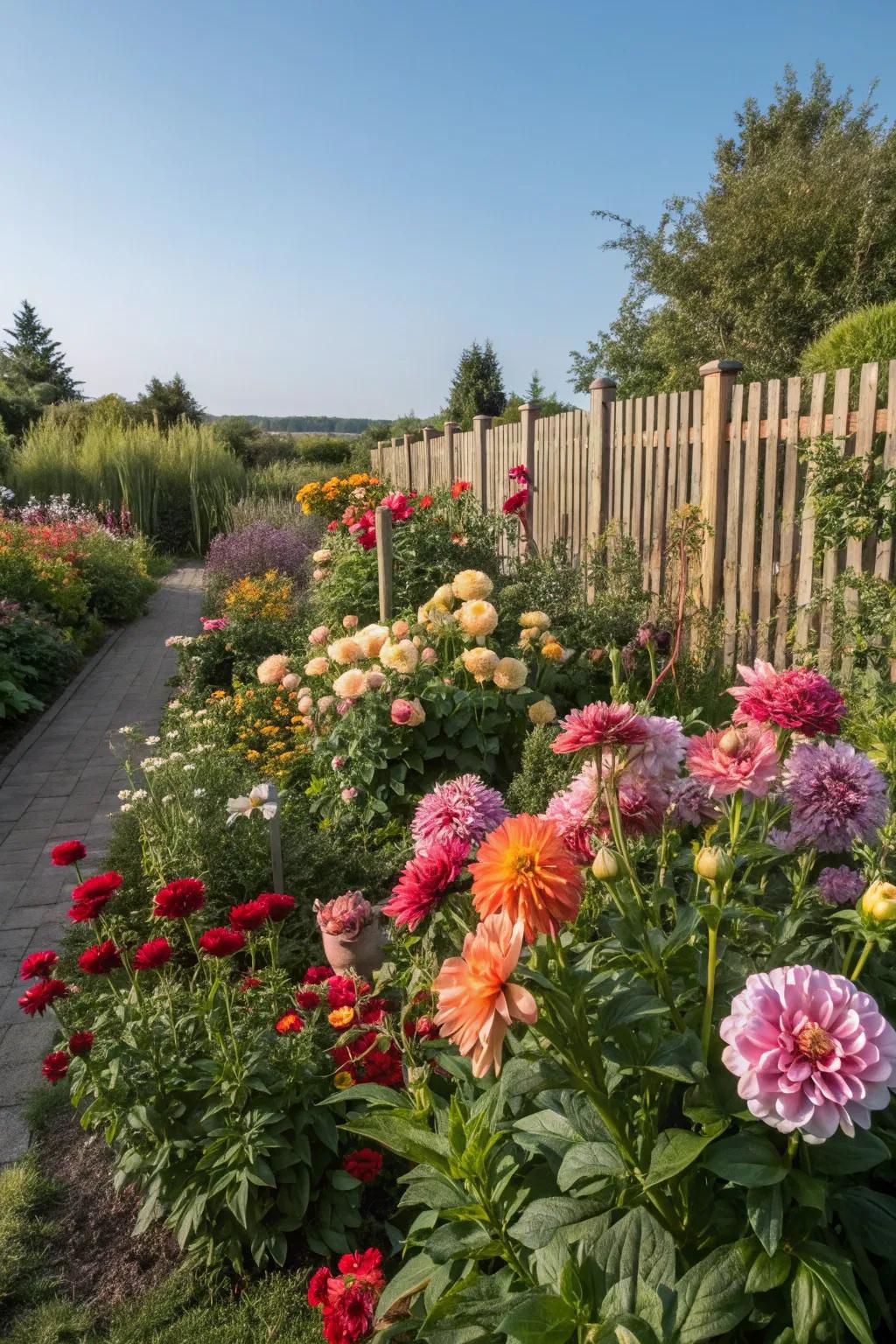 A changing flower garden providing year-round interest.