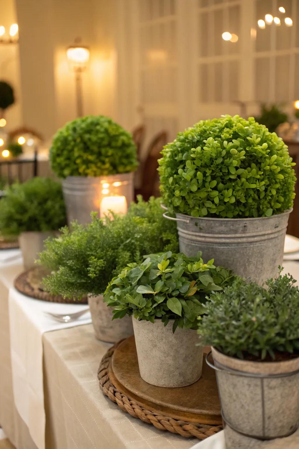 Greens that make a fresh vibe for the event.
