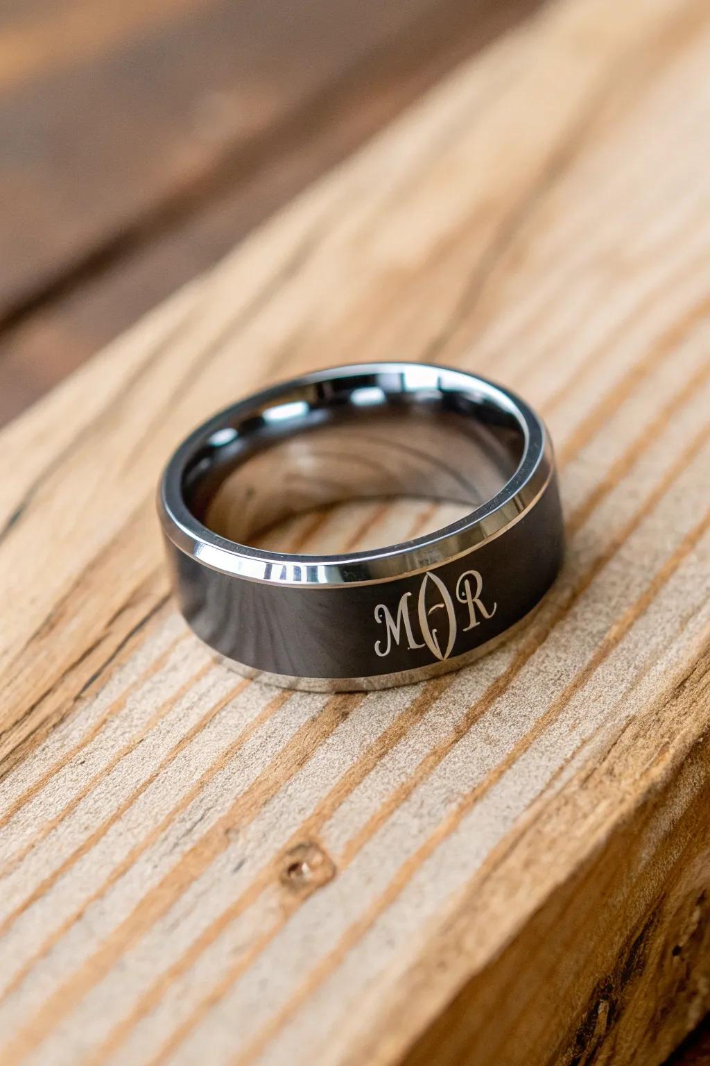 An engraved circle with personalized aspects for a unique touch.