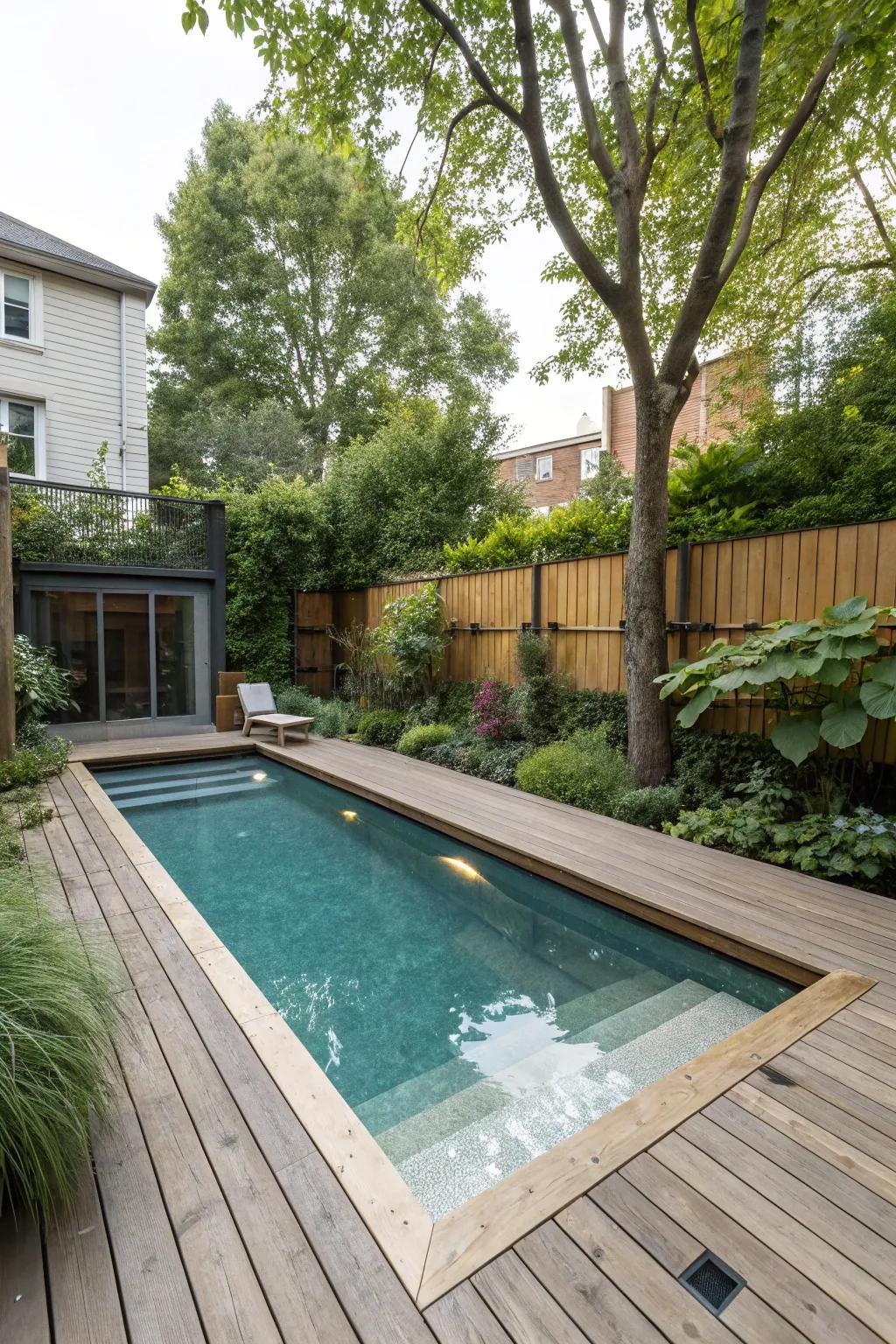 Flush-trim pool boasting seamless blueprint.