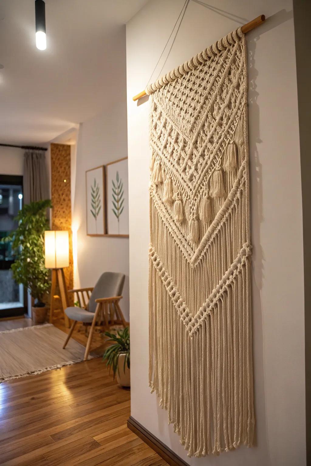 Fabric hangings add texture and interest.