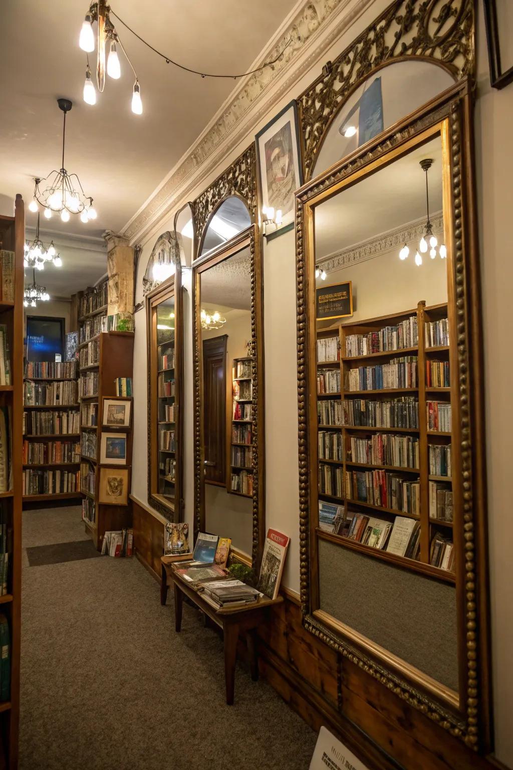 Mirrors enhance space and brightness in compact areas.