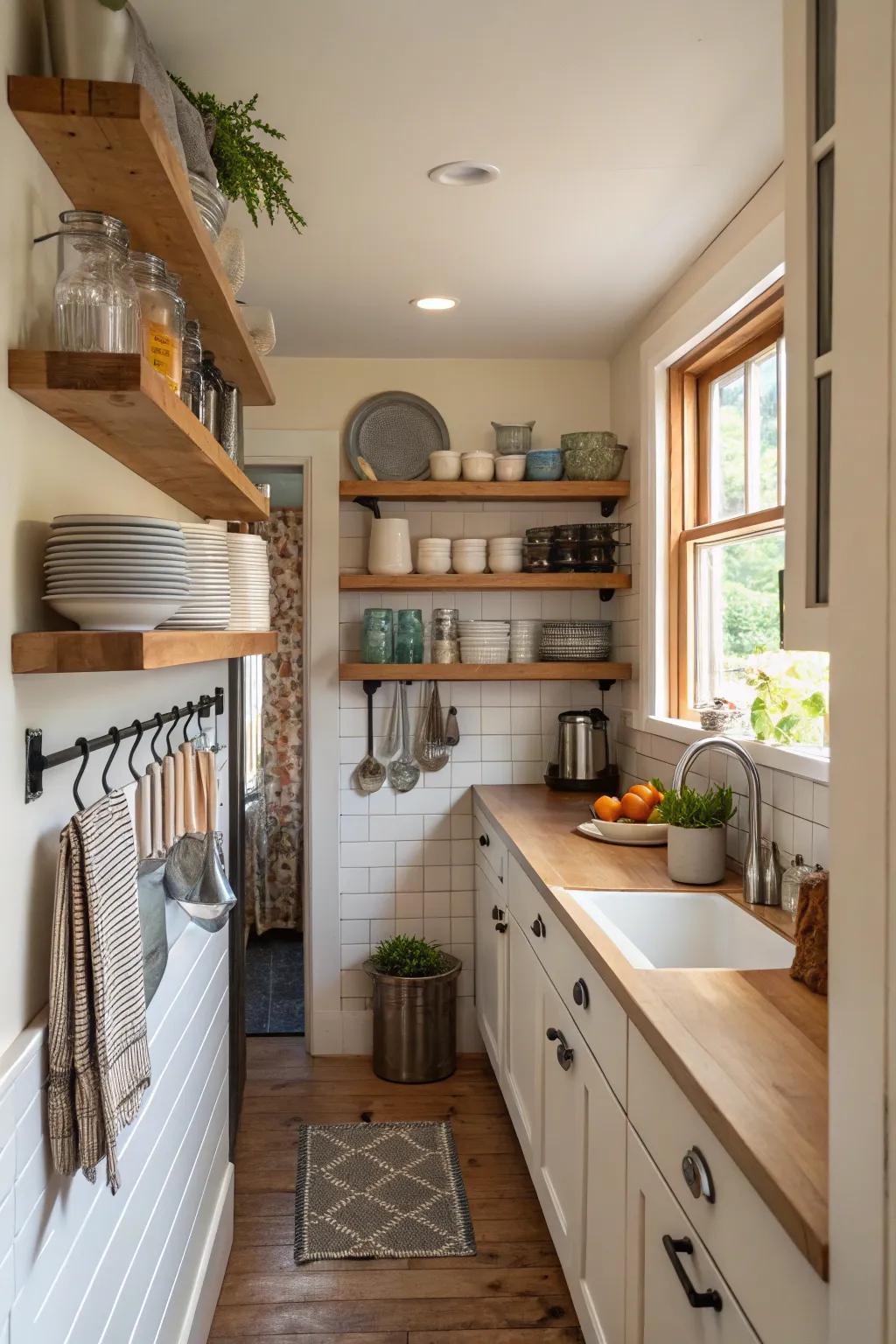 Hanging ledges inject refinement and practicality.