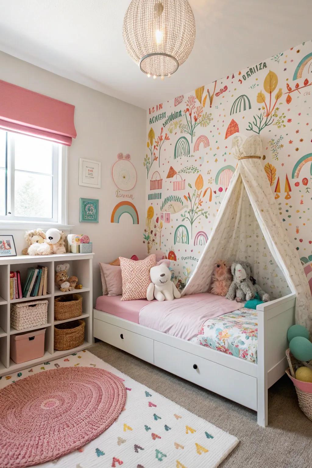 A statement wall adds character and serves as a focal point.