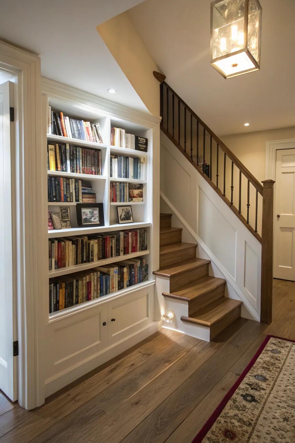 A bespoke bookcase maximizes space while adding character.