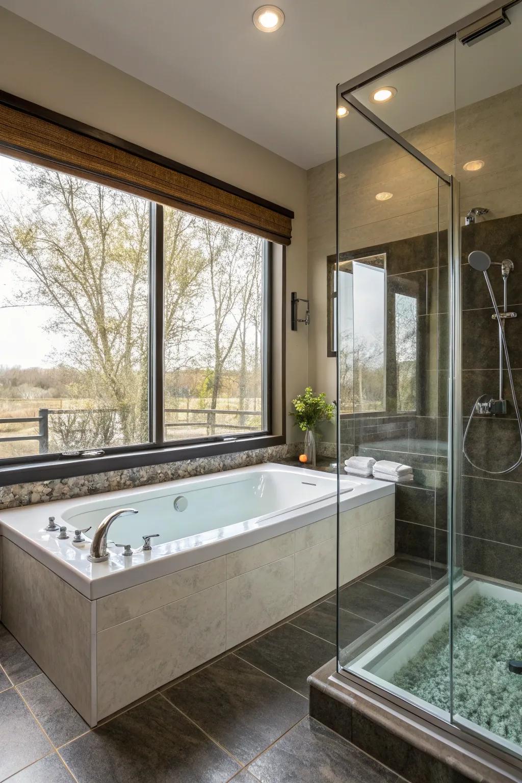 Glass enclosures offer a seamless, open look.