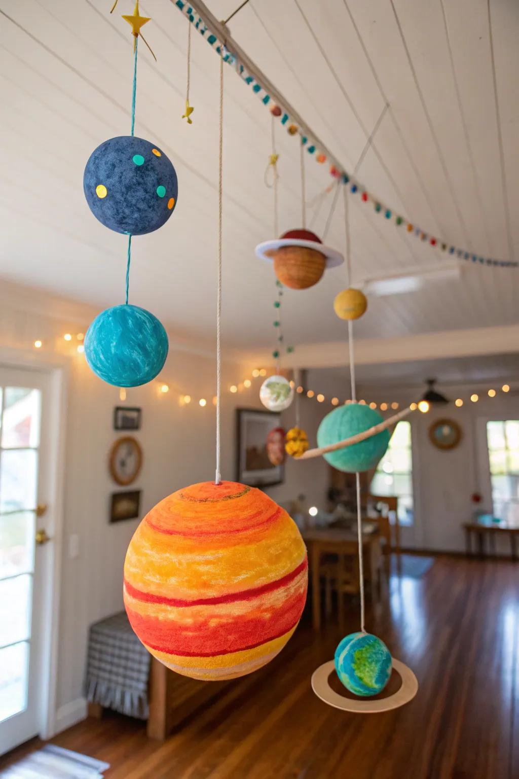 DIY space crafts introduce a personal and educational aspect to decor.