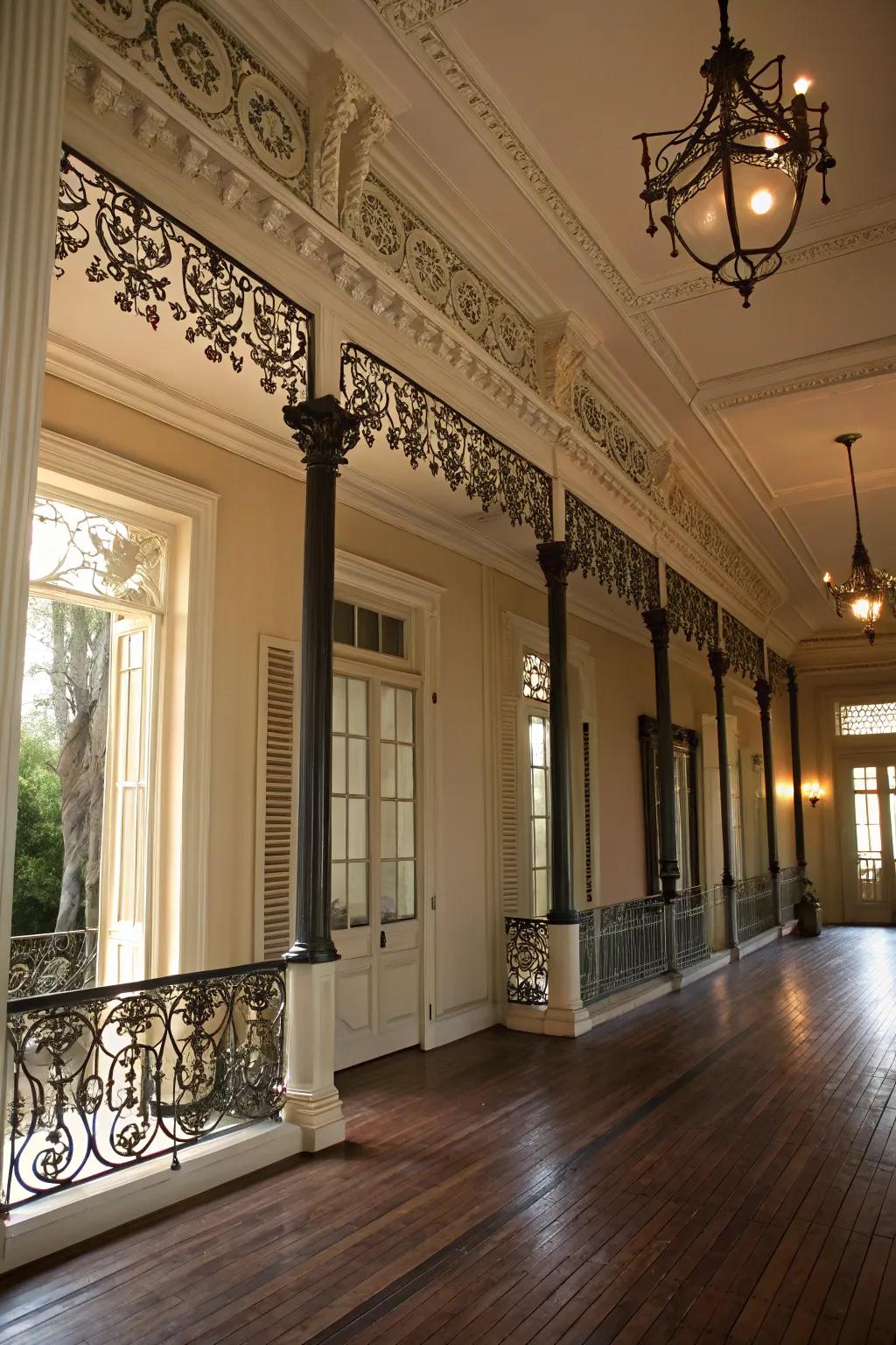 Metalwork nuances that inject sophistication into a Southern interior.