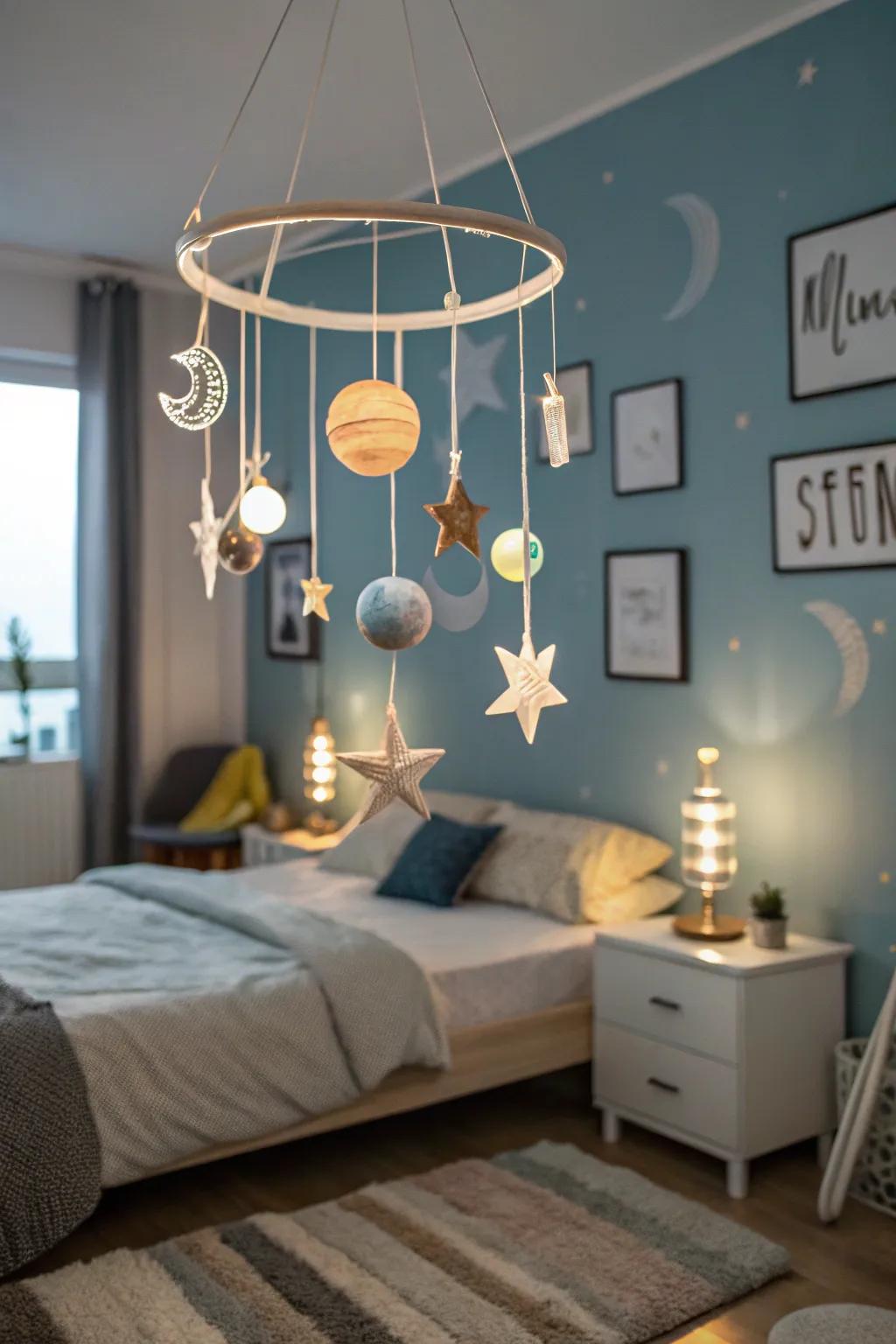 A heavenly mobile incorporates movement and wonder into your room.