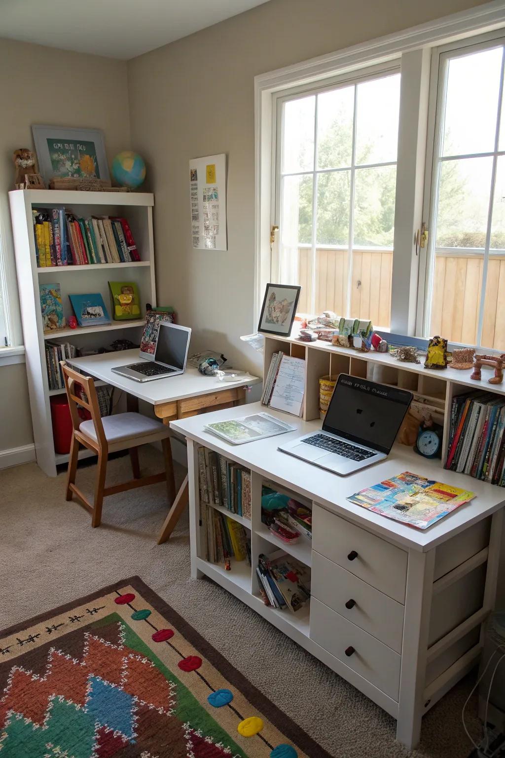 Versatile units support various activities, blending study and creativity.