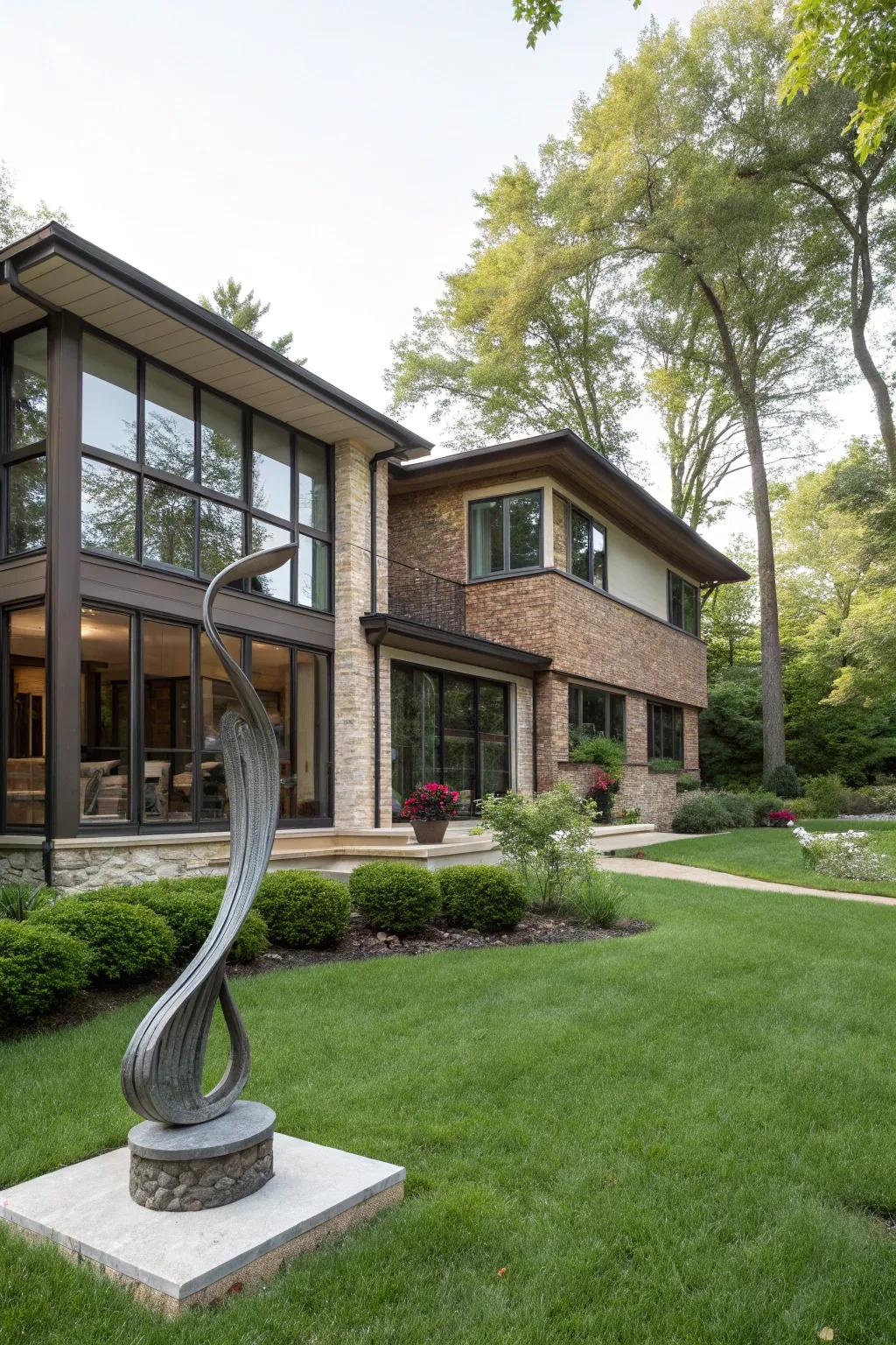 Outdoor craft fashions a distinctive centerpiece.