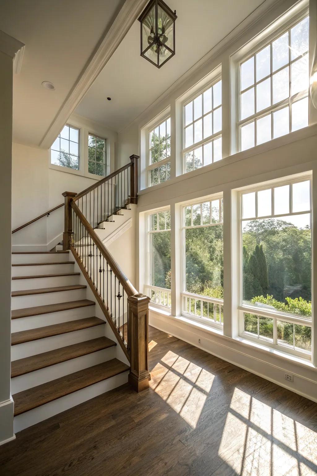 Natural light can make your stair landing feel open and inviting.