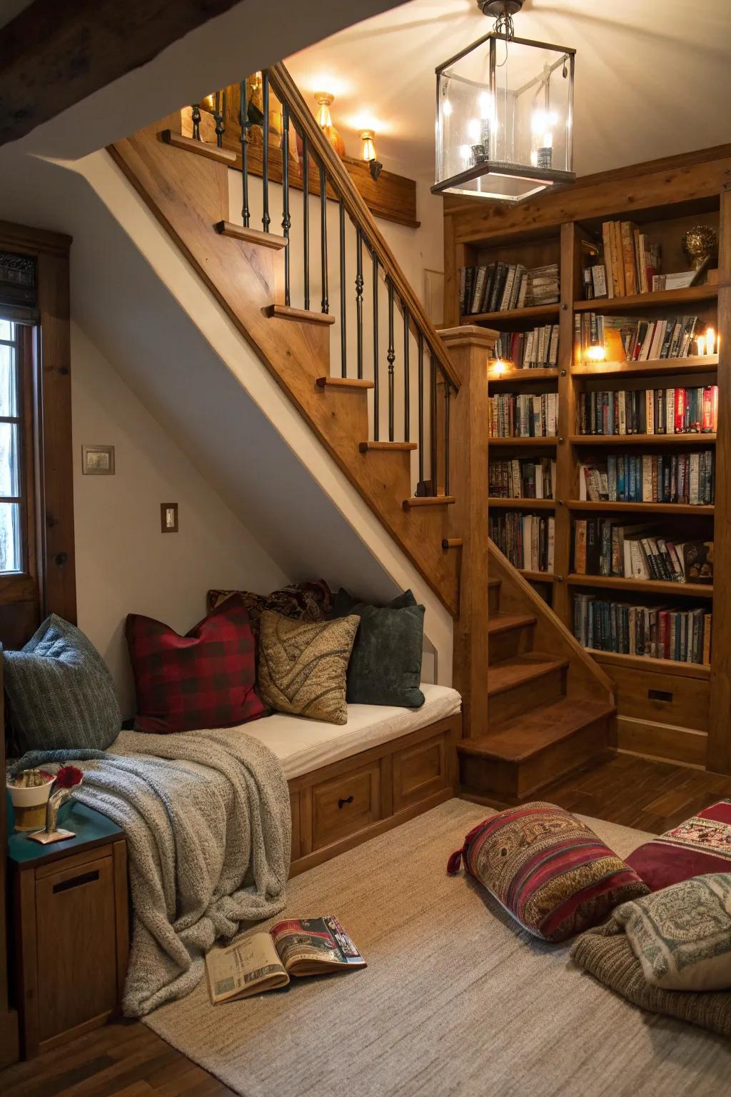 Make a cozy reading nook from unused space.