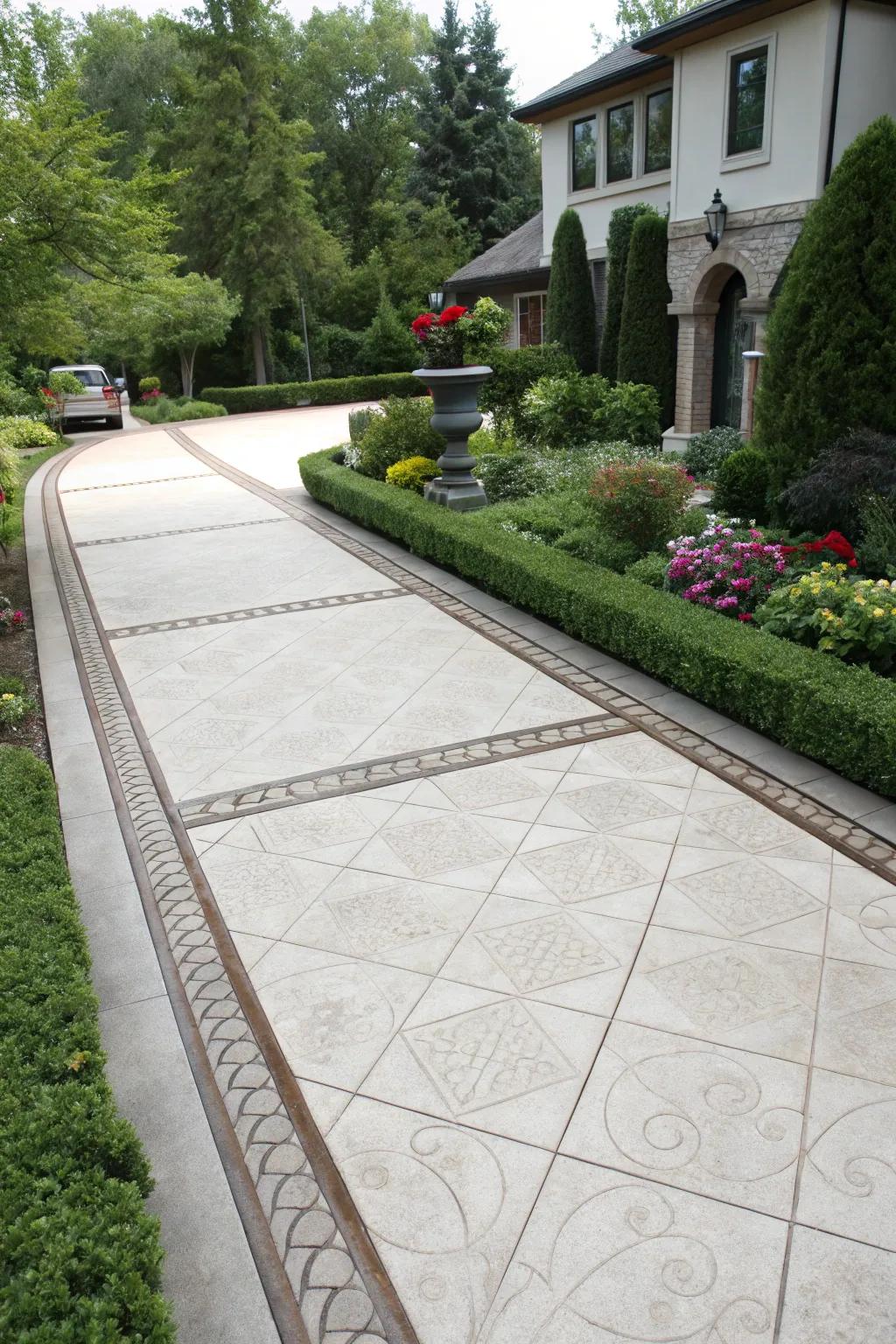 Contrasting edges impart a refined touch to this driveway.
