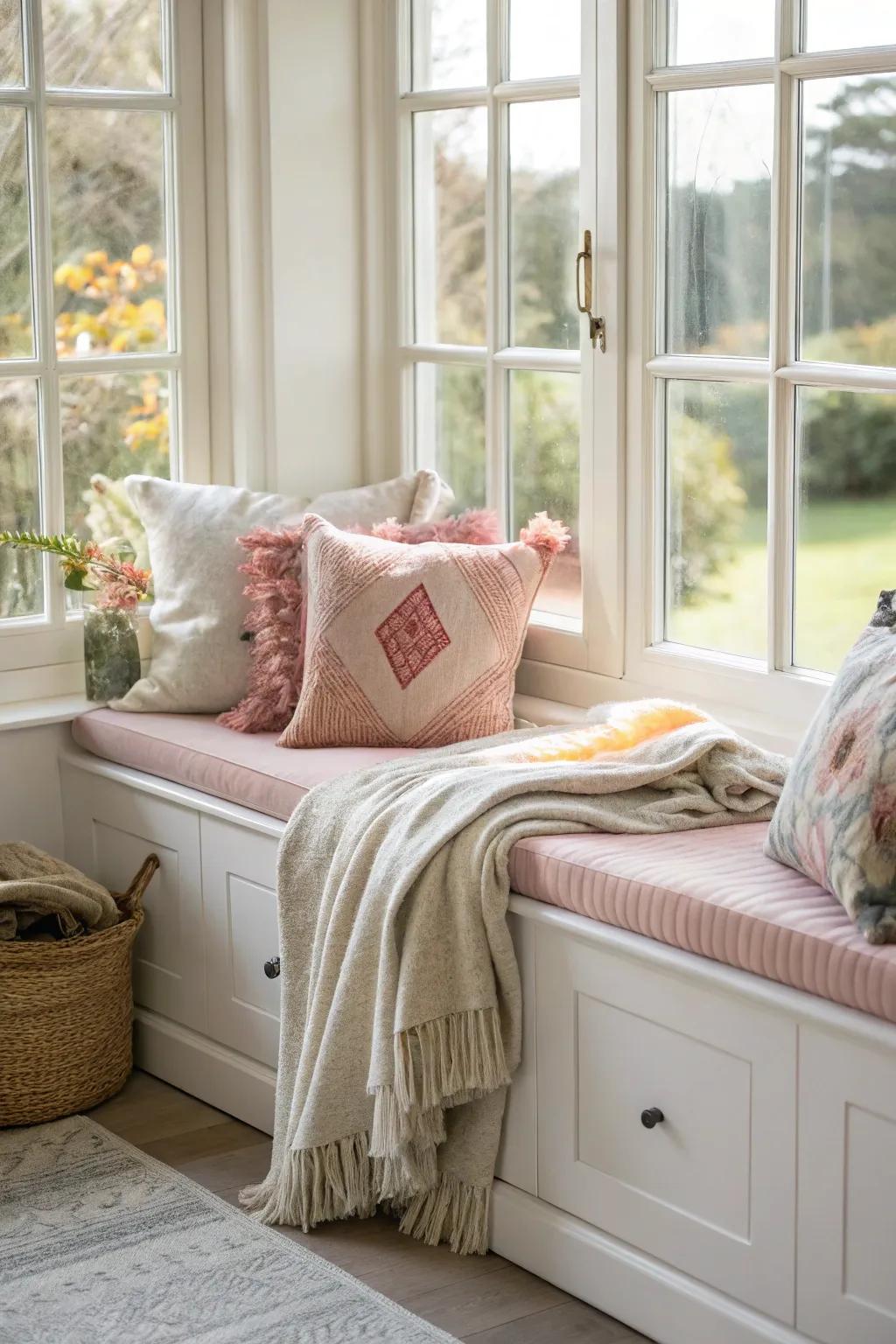 Merge seating and stowing with a stylish window seat.