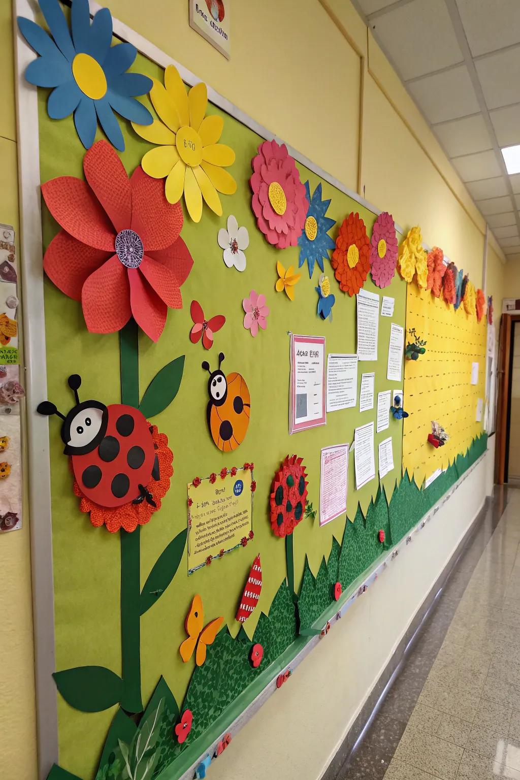 A garden-themed bulletin board celebrating growth and beauty.