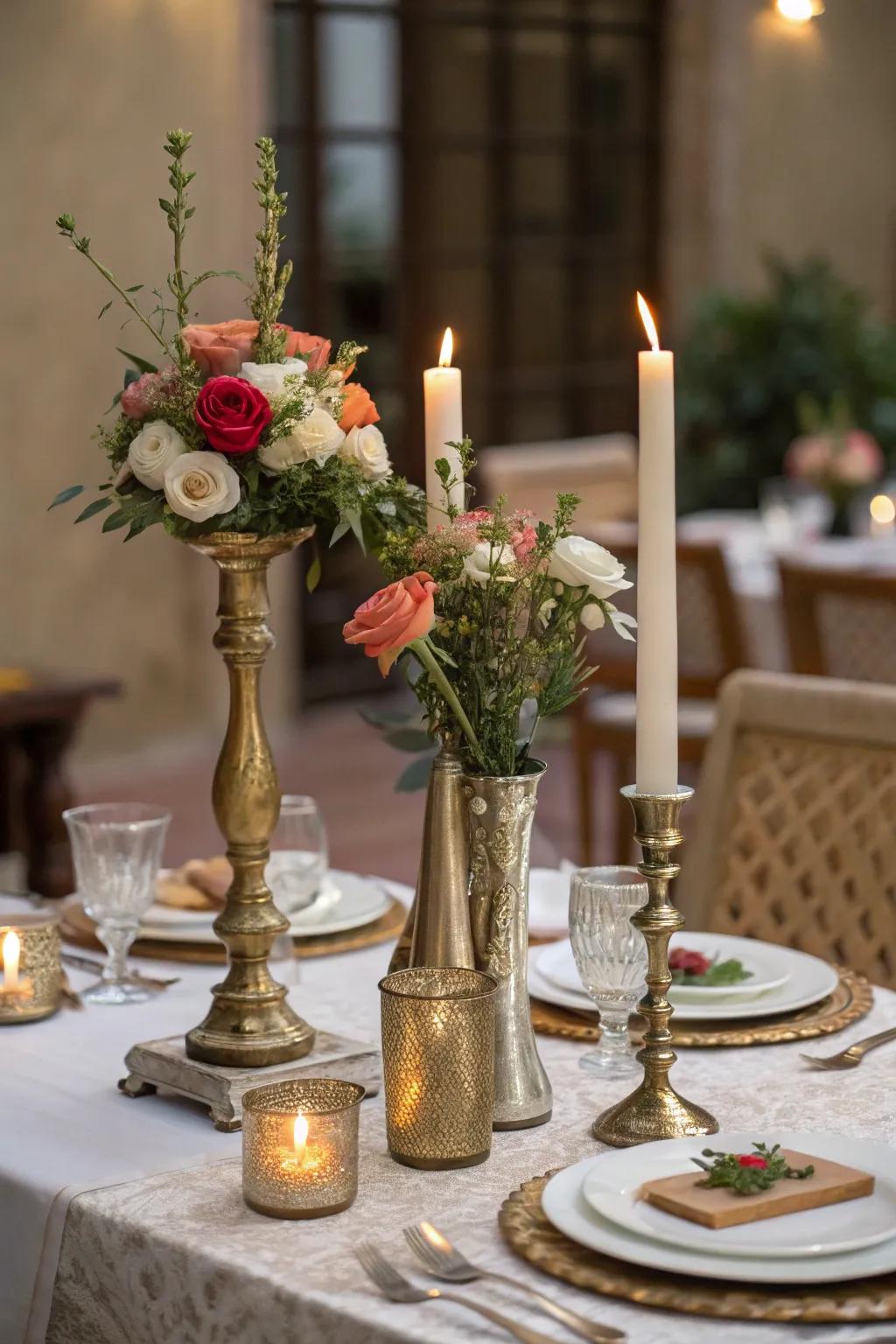 A dynamic centerpiece playing with different heights.