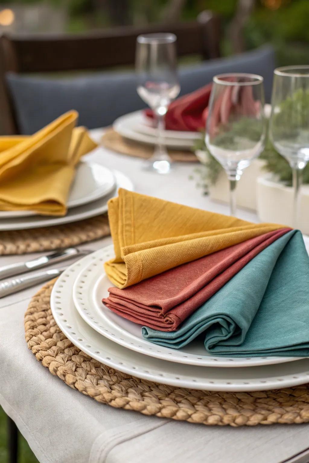 Layered napkins for added dimension and elegance.