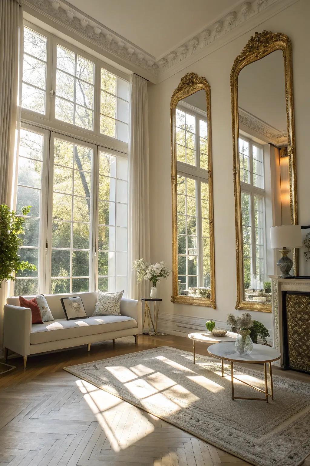 Looking glasses that enhance the sense of space and light.