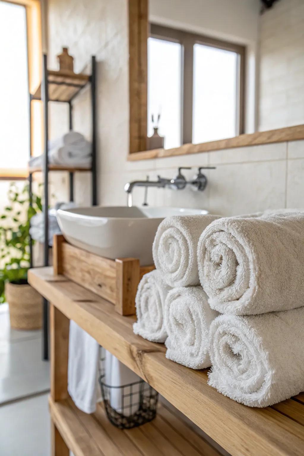 Accept simplicity through personal spa-rolled cloths.
