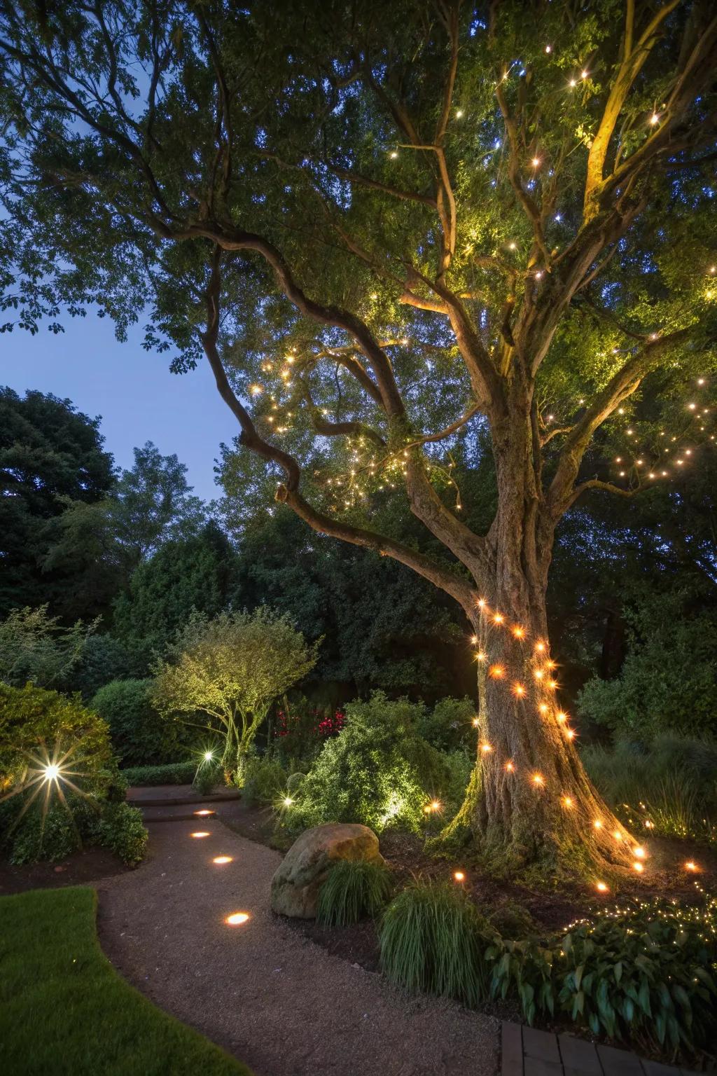 Interactive lighting adds excitement to garden settings.