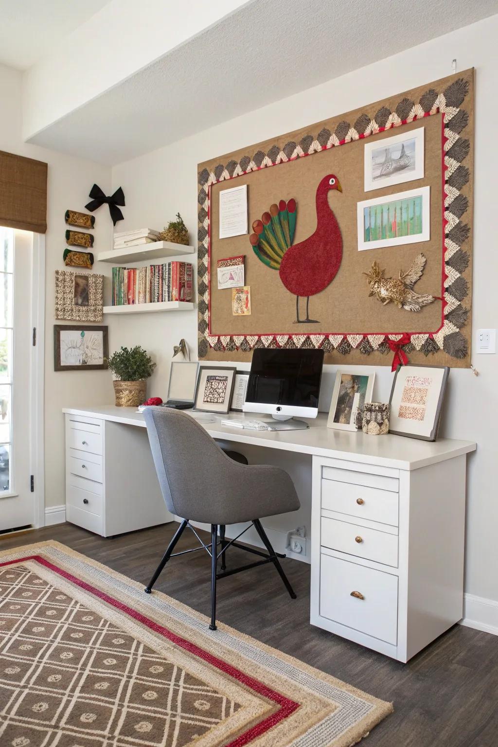 Festive borders bring a polished finish to the turkey display.