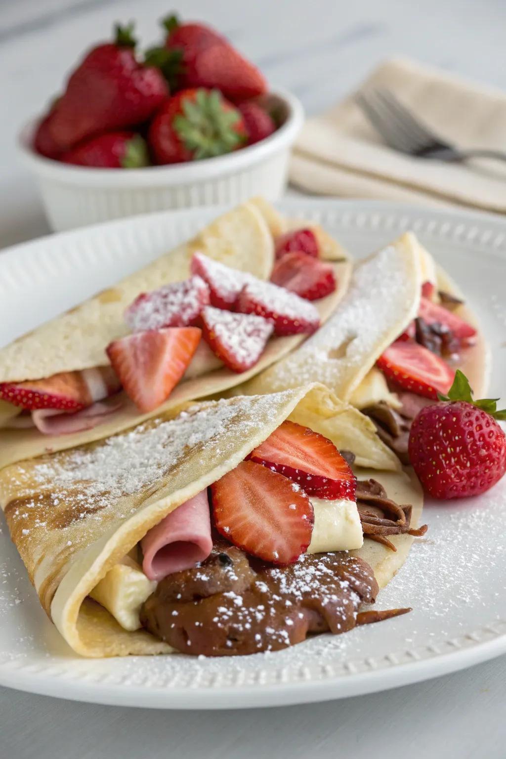Delicious sweet and savory crepes with a variety of fillings.