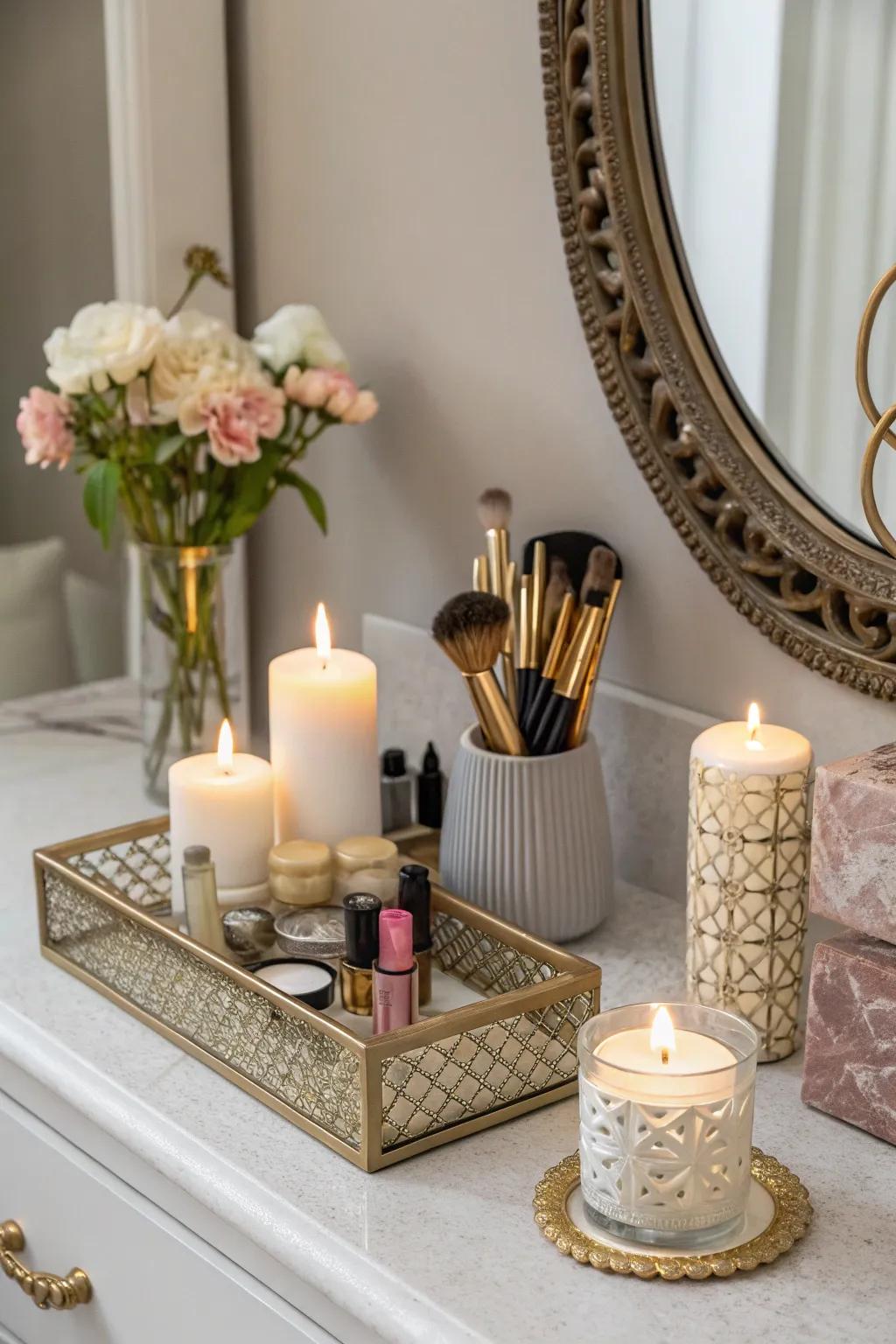 Asymmetrical decor adds an artistic touch.