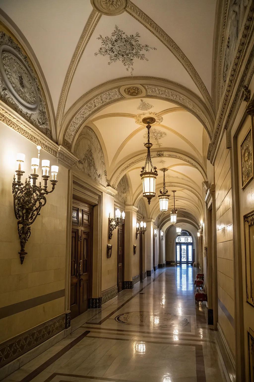 Wall sconces provide a touch of elegance and ambient light.