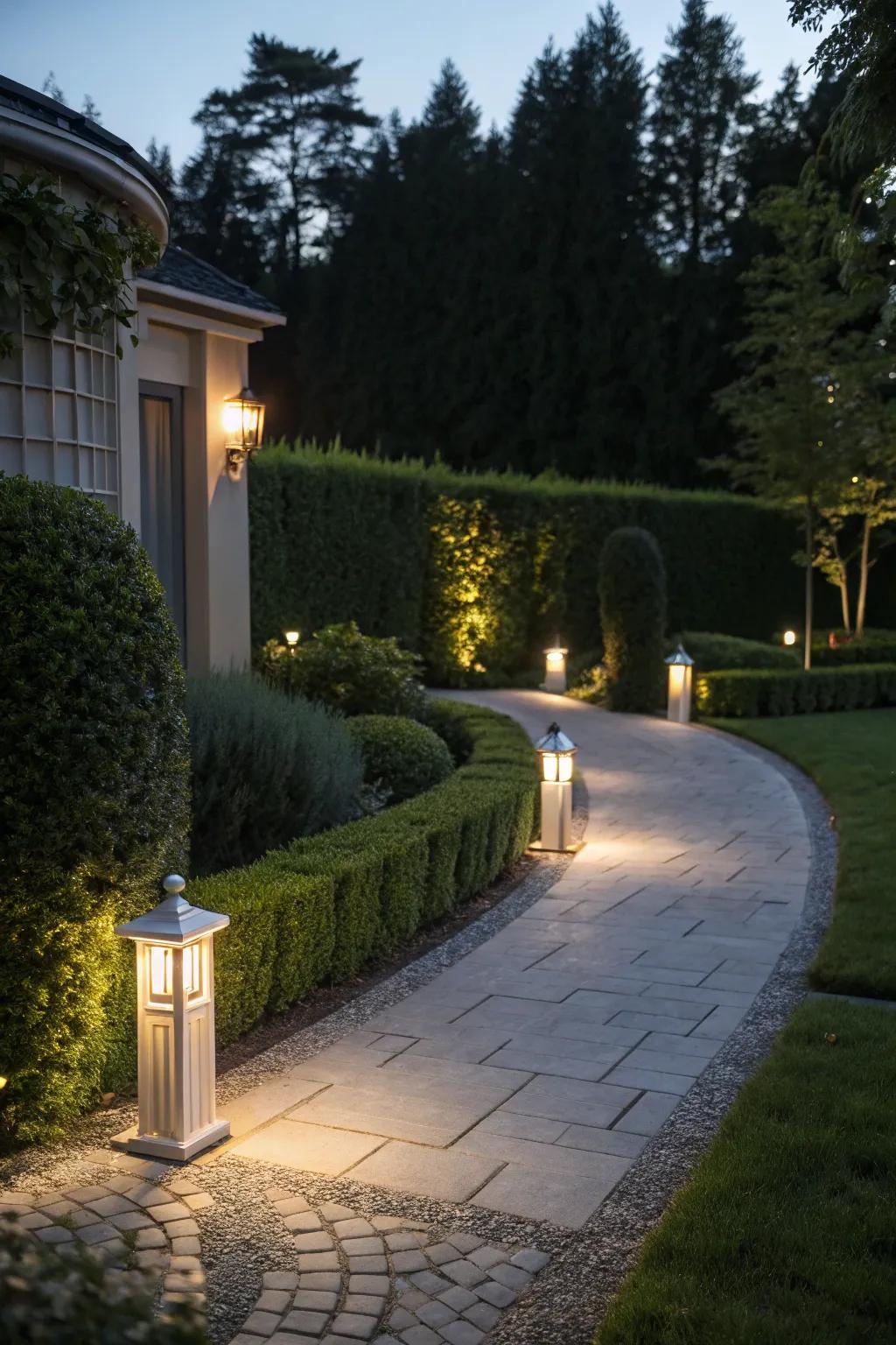 Illumination elevates safety and contributes ambiance to the driveway.