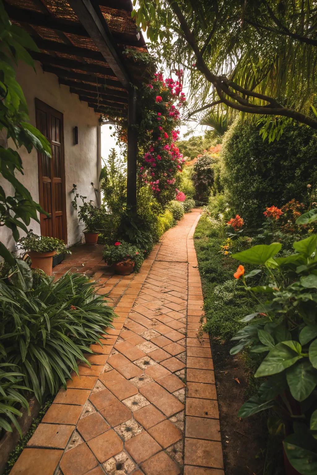 Baked clay shards inject coziness and Mediterranean charm.