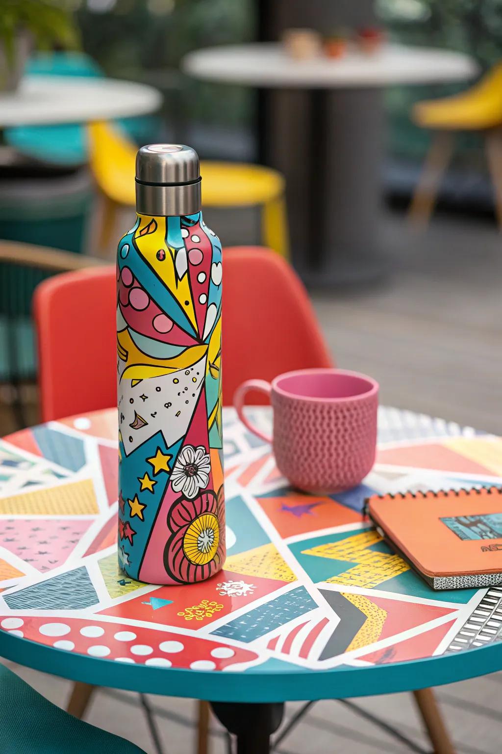 Fun loving hydration bottles to add brightness using retro style.