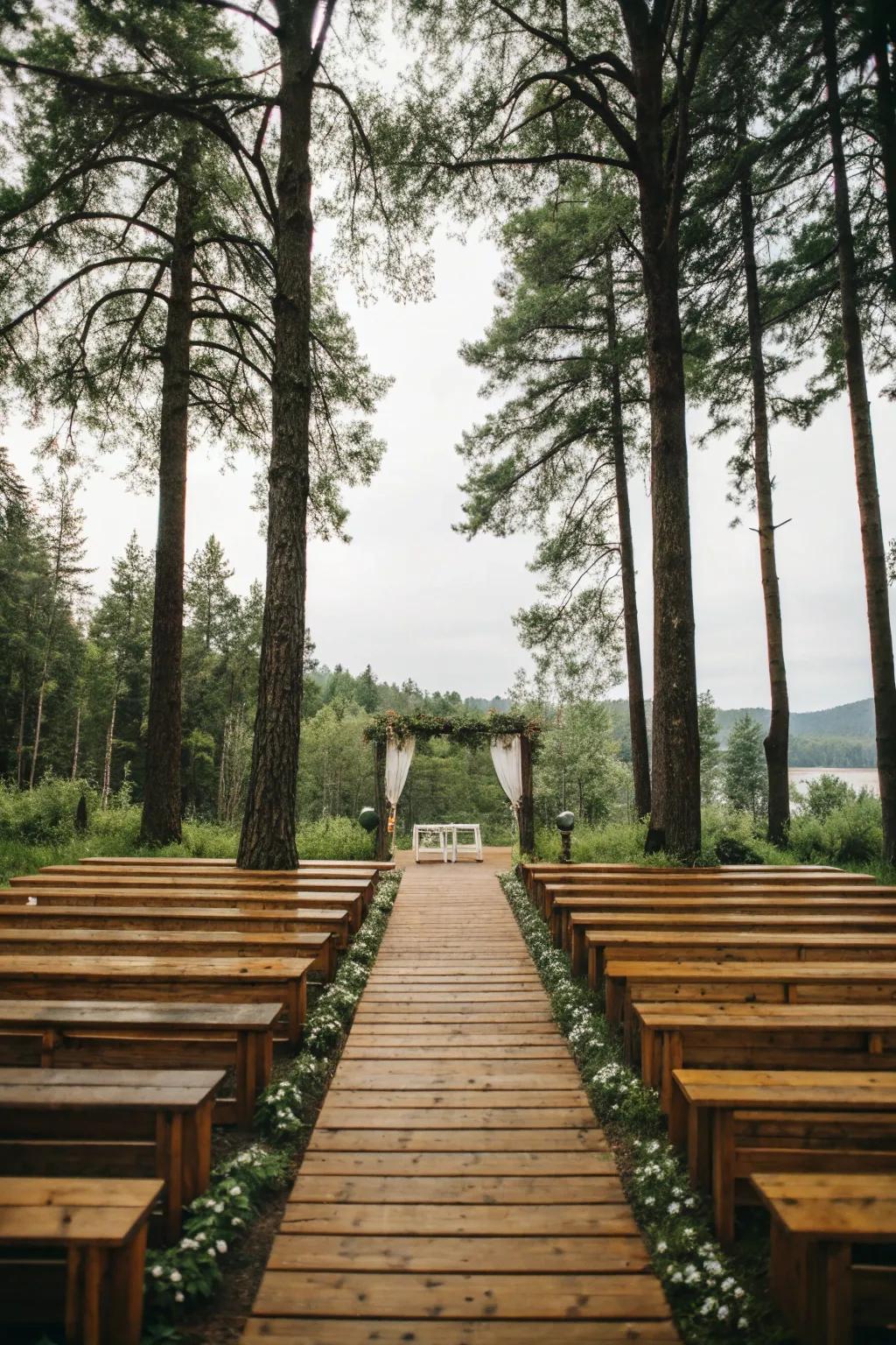 A wooden path blends naturally with an outdoor scene.