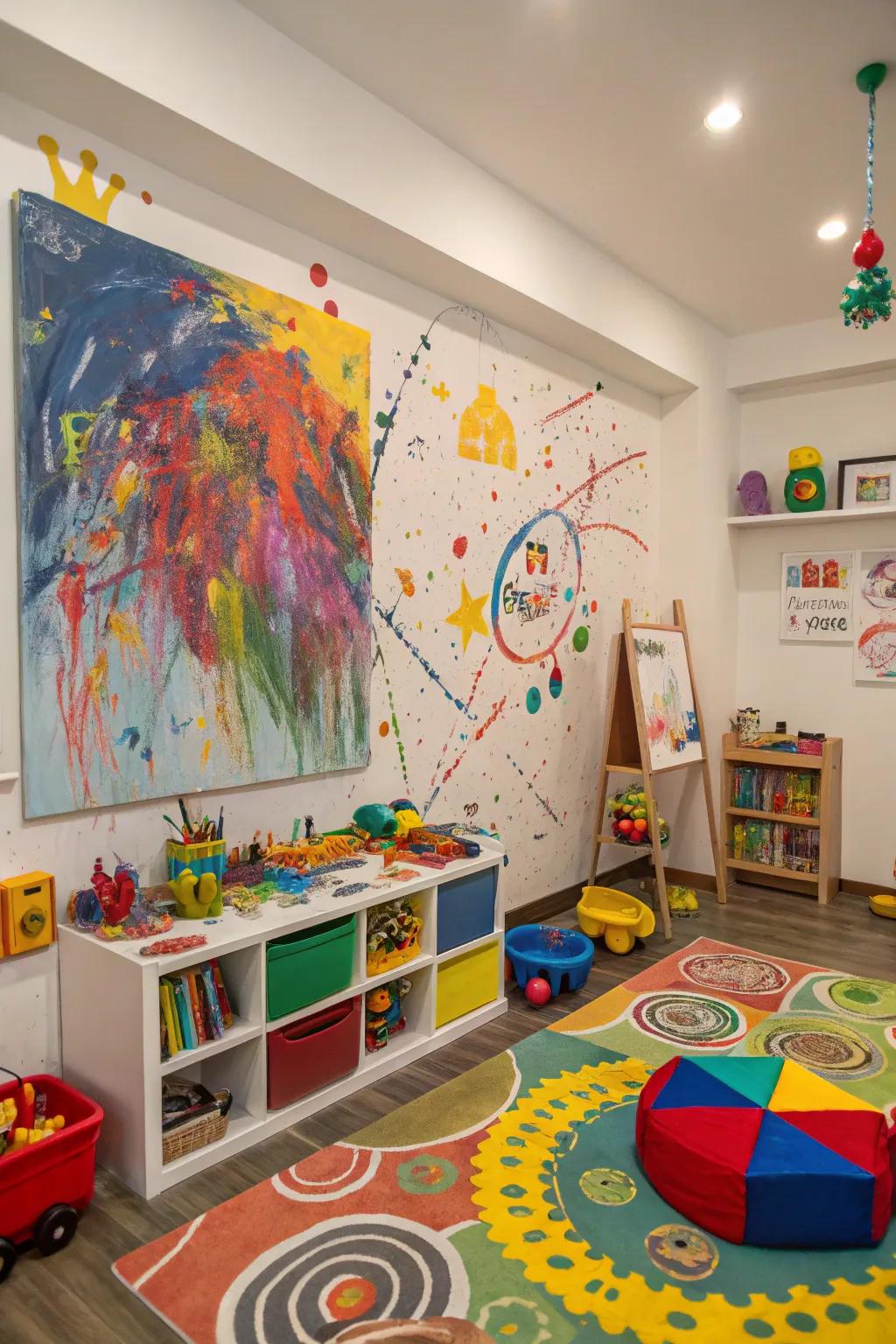 An explosion of color adds life to a playroom.