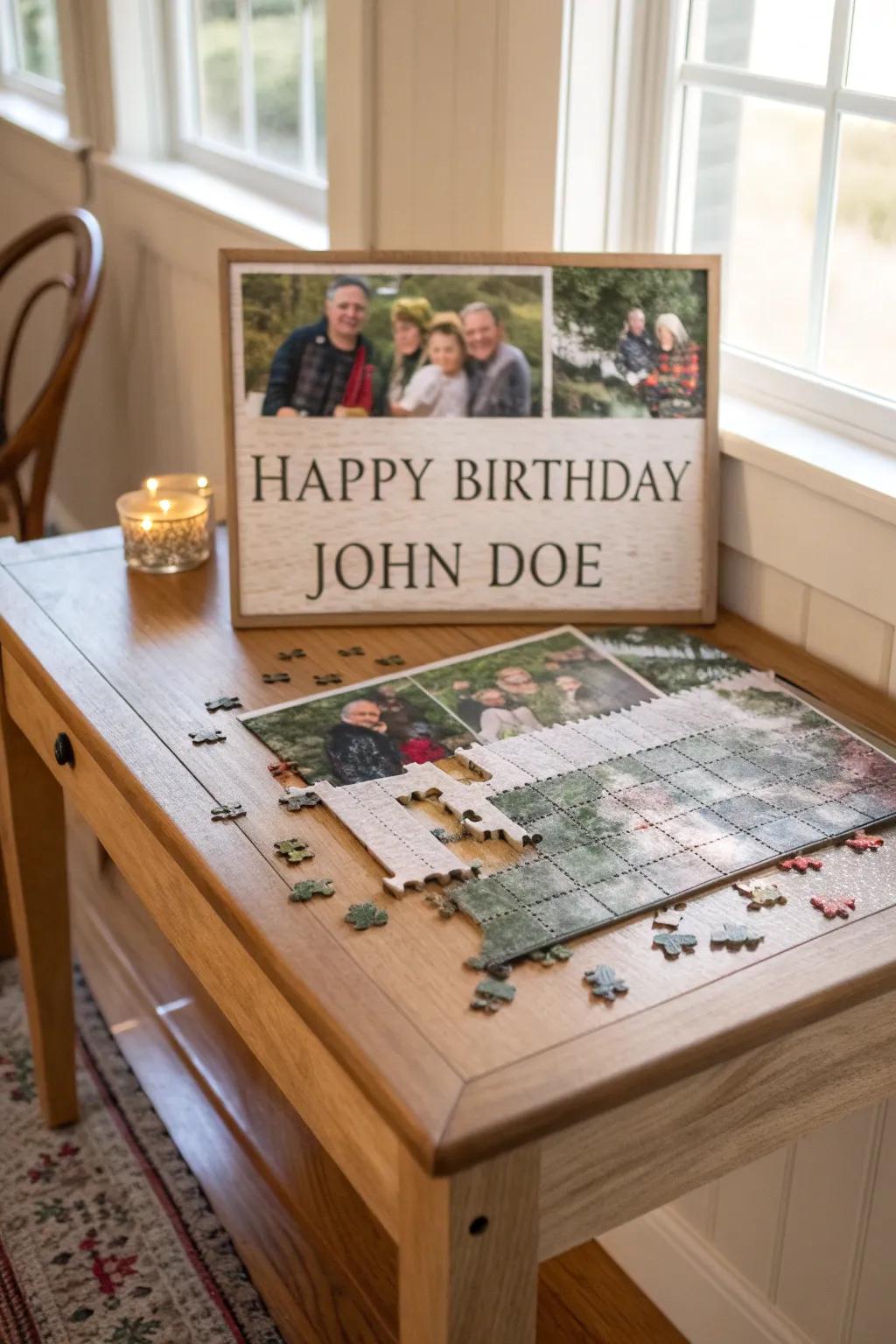 A personalized puzzle revealing a special memory.