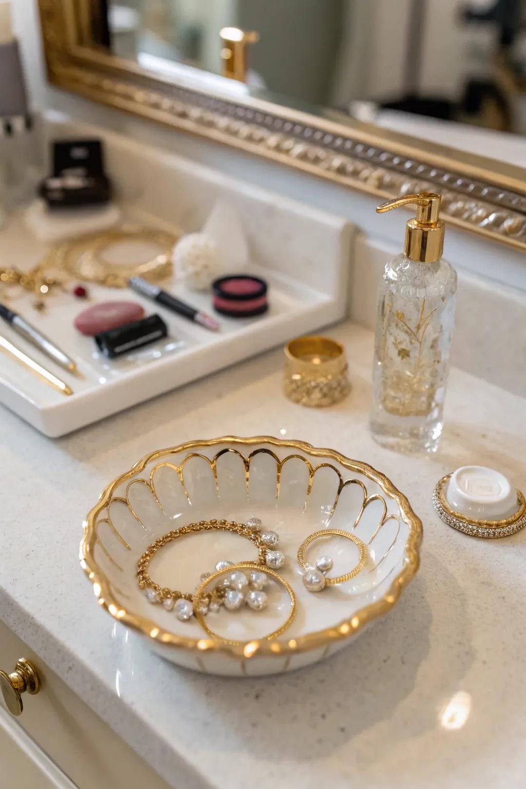 A chic accessory to retain her treasures arranged.