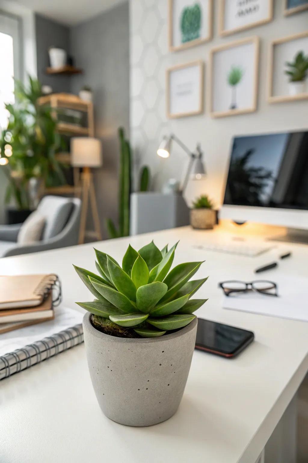 A small green friend for a hint of nature and vitality.