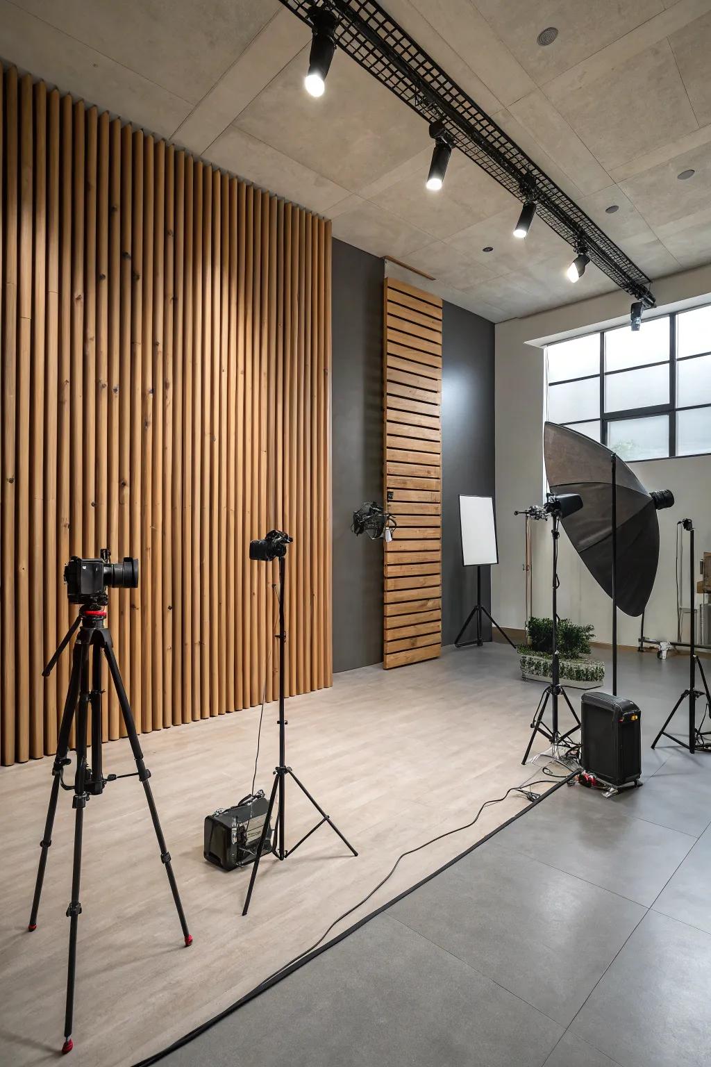 Timber slat walls deliver a clean, contemporary aesthetic.