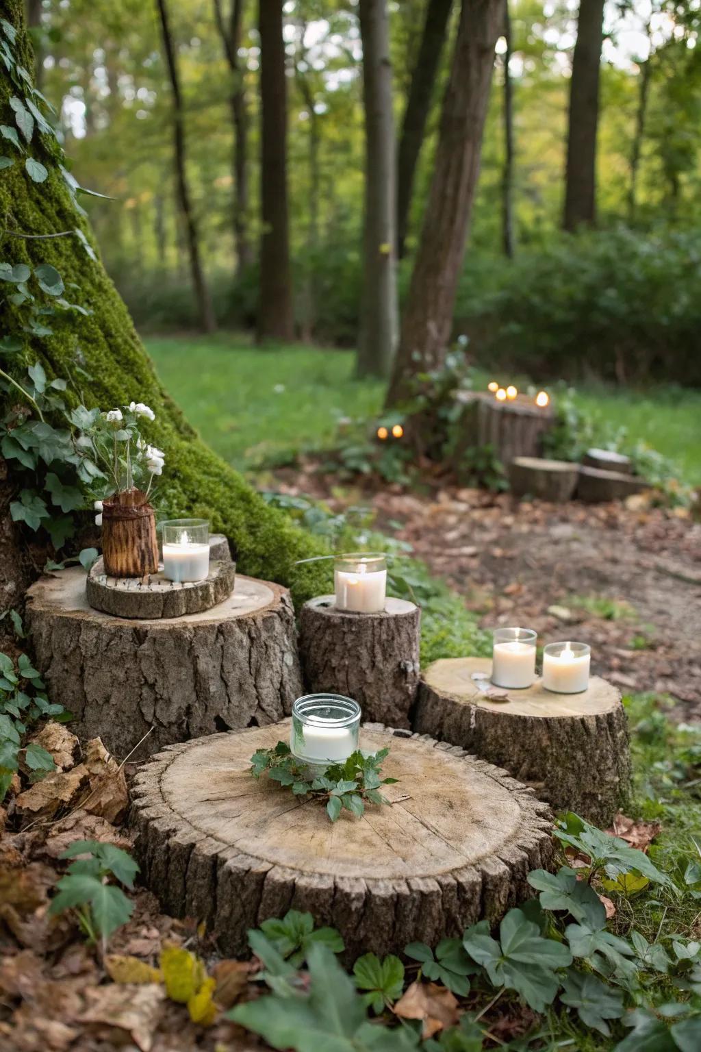 Tree stump slices bring the essence of the forest to your decor.