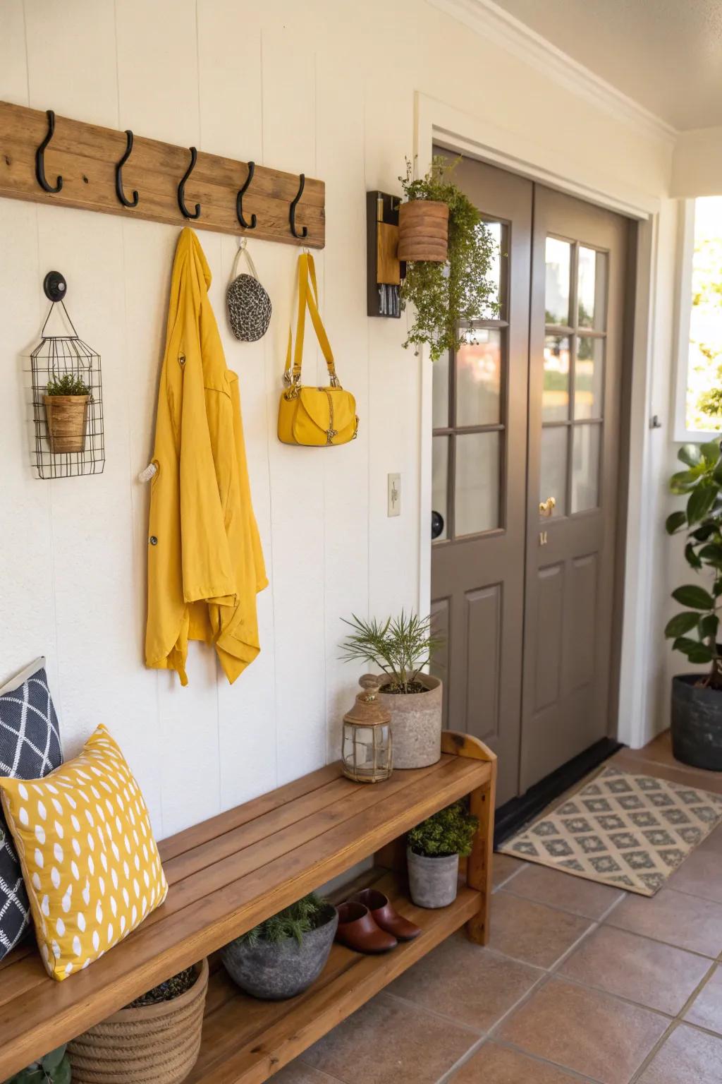 A welcoming entrance featuring yellow decor.