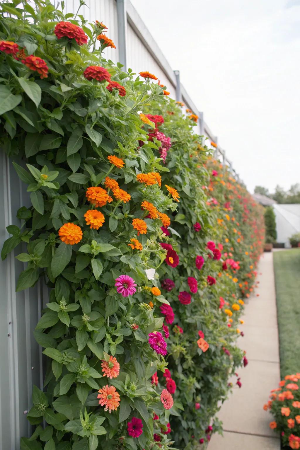 A breathtaking elevated garden, showcasing vibrantly hued, cascading Glowblooms.