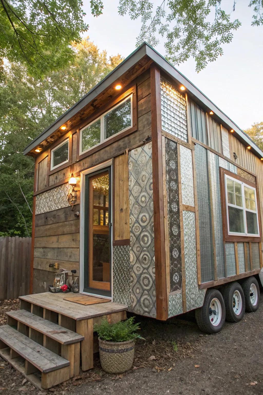 Repurposed materials give small houses sustainability and character.